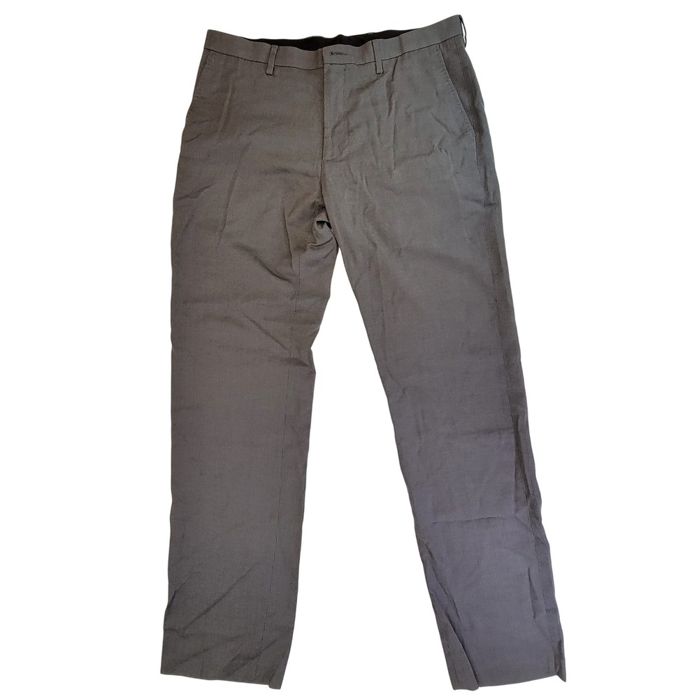 Marc Anthony Mens Gray‎ Slim Fit Dress Pants Flat Front Pleated 34x34